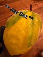 Deko Zitronen mit Blatt *4er Set* künstliche Amalfi-Zitronen zur Dekoration  