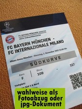 2022/23 --- FC Bayern München - Inter Mailand --- Champions League Ticket / Foto