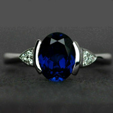 3,00 Kt Oval Blau Diamant