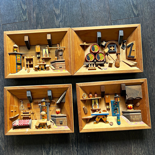 Holz wandbild - 4x,
