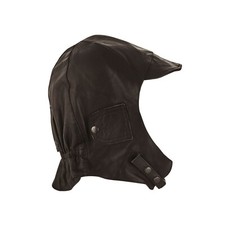 Cabriohaube Leder Braun ~Fliegermütze ~Oldtimermütze mit Nackenschutz + Brille