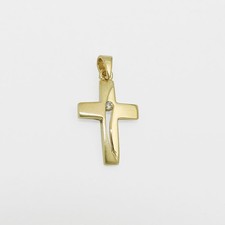 Echt Gold 333 8 Kt Kreuz Anhänger Taufe Kommunion mit Kette Silber 925 vergoldet