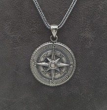 Silber kompass kette 55cm - silber,