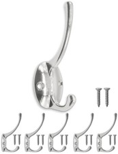 FUXXER® - Antik Haken | Garderoben-Haken Eisen-Haken | silber, chrome, 5er Set