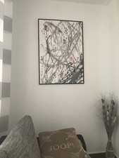 Abstraktes Acrylbild 100x70cm  mit Rahmen – Grau Rosa Wandbild Kunst Malerei