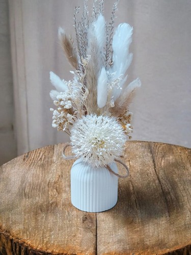 Trockenblumenstrauß weiß mit - trockenblumenstrauß,