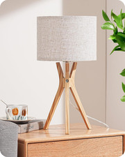 EDISHINE Nachttischlampe Holz
