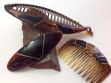 Bananenspange Riesen-Krebsspange WÄHLBAR + Haarspange + Einsteckkamm BRAUN-GOLD