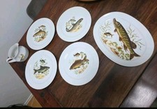 Fischset Porzellan 4 Teller 1 großer Servierteller und 1 Sauciere von Winterling