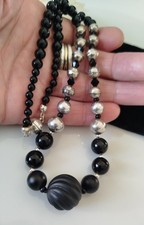 Schwarze perlen kette - kette, collier+