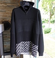 BALENCIAGA SWEATER M pulli pullover black white knit hybrid wool oversized xl