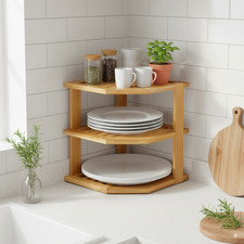 Eckregal aus Bambus 3 Ebenen