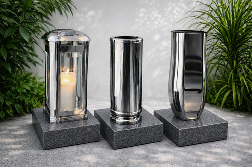 Edelstahl grablaterne vase - edelstahl,