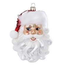 Weihnachtsmann Kopf Glas 13cm Christbaumschmuck Weihnachtskugeln Santa rot weiß