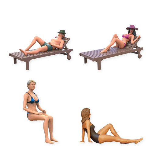 Badegäste strand figuren - am,