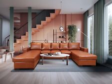 U-förmiges Ecksofa 100% Naturleder Echtleder Eckcouch Ledersofa Couch Leder Ecke