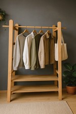 Kleiderständer Holz Eiche Garderobenständer Kleiderstange Standgarderobe