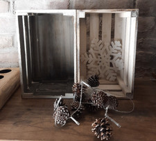 Deko Paket, Shabby Chic, Weihnacht, Holzkiste, Lichterkette, Adventskerzenstände