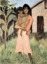 Stehende Zigeunerin mit Kind um 1926 Expressionismus Otto Mueller A3 33