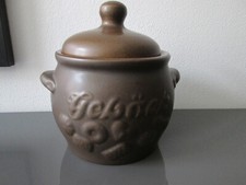 Gebäcktopf  Keramik Steinzeug Topf Gebäck Dose mit Deckel braun Vorratsgefäß 2L
