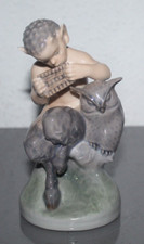 Porzellan, Figur, Royal Copenhagen, Faun mit Eule, Panflöte