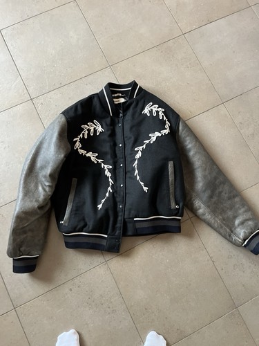 Rough leder varsity jacke aus - leder,