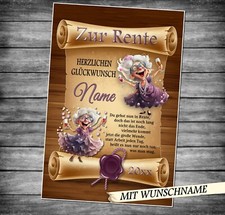 Urkunde Karte Rente  Ruhestand A4 individuell mit Namen Geschenk Glückwunsch D51