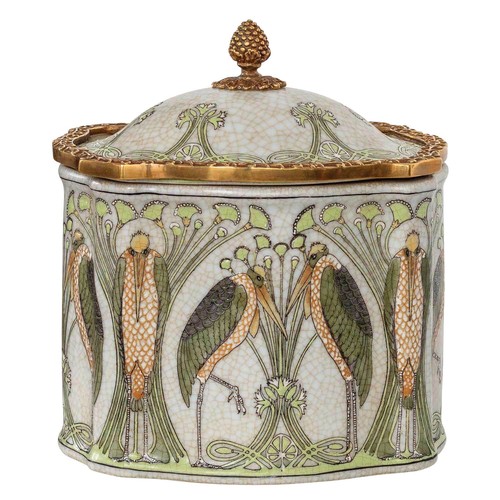 Dose vogel porzellan messing - vogel,
