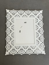 IKEA SKURAR Bilderrahmen Metall weiß Spitze Blumen 20529 ca. 24 x 29 cm