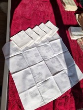 6 St. Damast Servietten Weinlaub u Trauben, 54x54 cm, mit Monogramm DDR 