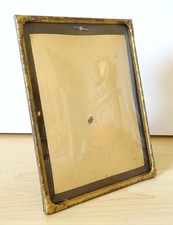 Antik Bilderrahmen SCHWEDEN Konvex Glas Ornament Metall TOP Tisch / Wand 18x24cm