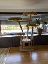 Naturkratzbaum Kratzbaum Natur Holz 192 cm hoch, Sisalseil, Häuschen, Spielball