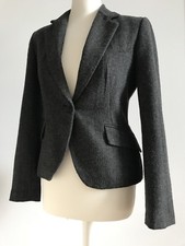 ZARA BASIC BLAZER GR.M IN GRAU FISCHGRAT MUSTER KARIERT BLAZER JACKE