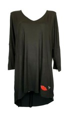 11 ) Designer Manou Lenz Damen Oversize Shirt Top Patches Neu Gr. 48 50 Schwarz