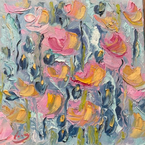 ölbild gemälde blumen - gemälde,