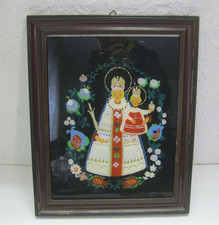 Antikes Hinterglasbild Hinterglasmalerei Heilige Maria Mutter Gottes / Madonna