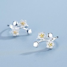 Silberohrringe Ohrhänger Ohrringe silber S925 mit Stempel Geschenkidee blume top