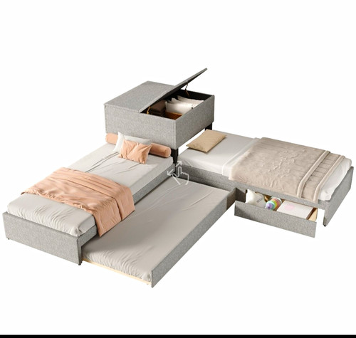 Ausziehbett 90x200 grau - ausziehbett,
