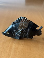 schwarz-brauner Edelstein Fisch Deko Länge ca 10 cm Höhe ca 6 cm sehr guter Zust