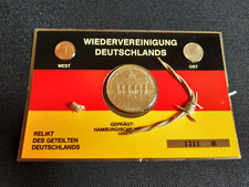 Medaille "Deutsche Wiedervereinigung" ,Ost- u. West-Pfennig, Mauer-Stück / DDR