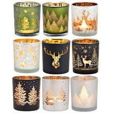 Teelichtglas Weihnachten Windlicht 8cm Weihnachtsdeko Teelichthalter gemütlich