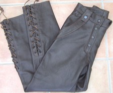 Motorrad Trägerhose Oldstyle Bikerhose  Oldtimer Leder Hose Bridges Hose