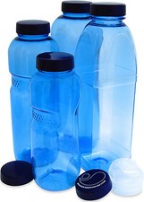 Trinkflaschen Set aus 4 Flaschen 2 x Deckel extra & 1 x Sportverschluss Flip-Top