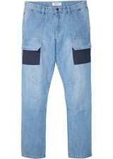 Neu Regular Fit Worker-Jeans Straight Gr. 48 Medium Blue Bleached Herren Pants