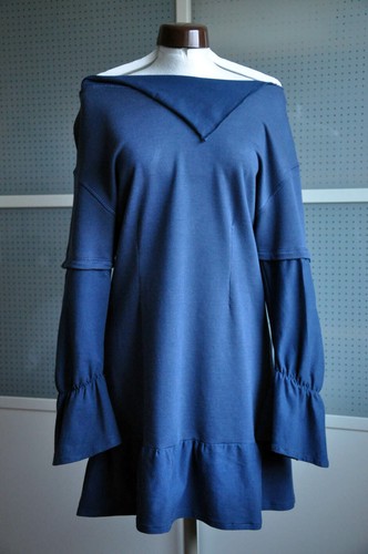 Blaues volants kleid - blaues,
