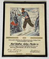 Antike Urkunde Langlauf Ski