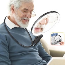 5 Fach Lupe mit 24 LED Licht Leselupe Vergrößerungsglas Lupenbrille Hands Free