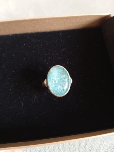 Aquamarin ring silber 19 - ring,, gr.19
