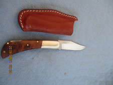 Taschenmesser L` Occitan mit Damaszener Stahl Okzitanisches Kreuz Gürtelledert.