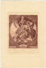 Exlibris Bookplate Heliogravüre Franz von Bayros 1866-1924 Voltaire Eule  Akt
